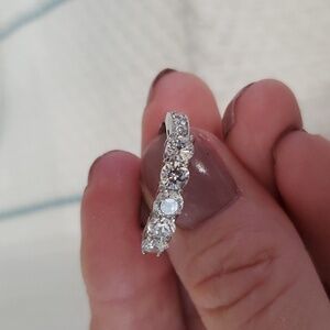 Rhodium plated 5 stone wedding ring, size 7